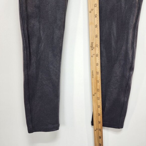SPANX Black Faux Leather Leggings High Rise Shap Wear Sleek Compression Size M - Picture 10 of 11